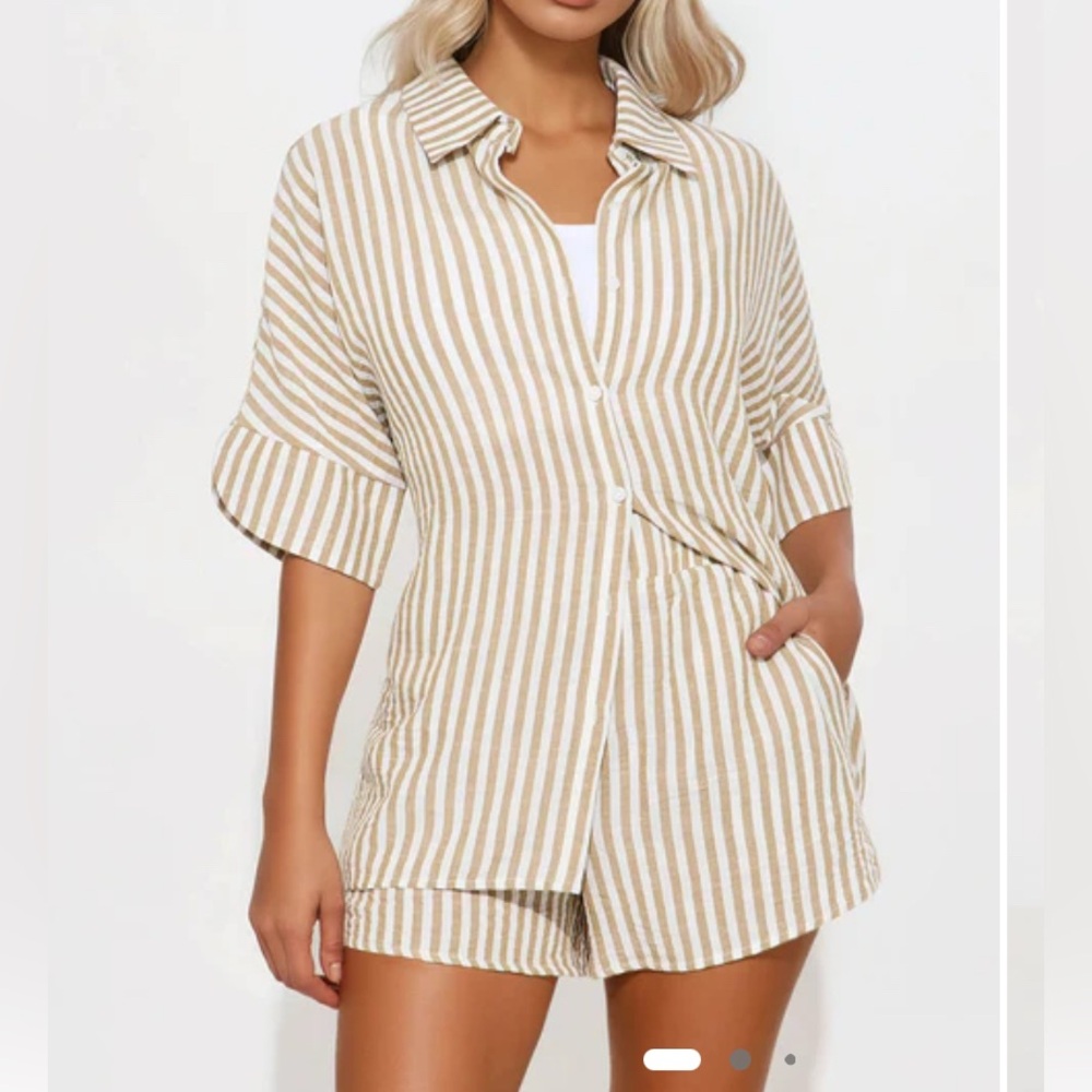Linen Button Up Two Piece Set - Picture 3 of 3